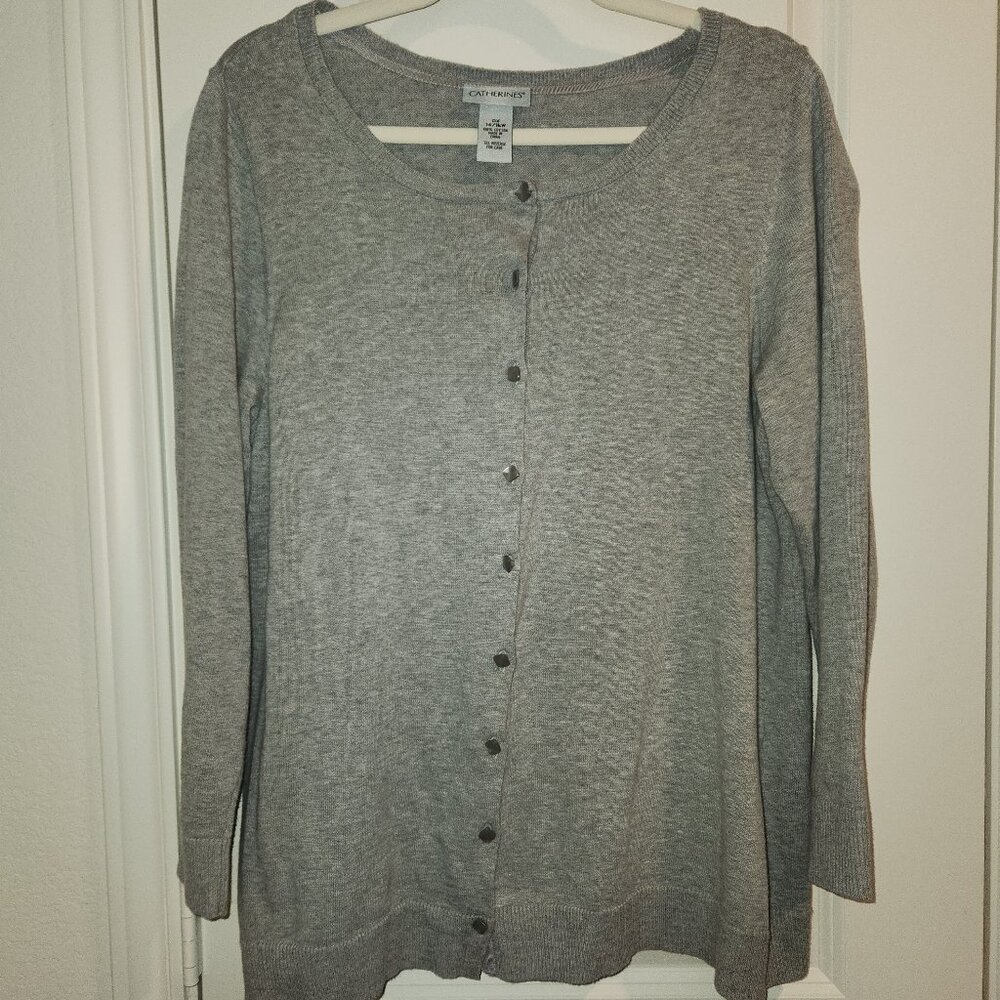 Catherines Grey Button up Cardigan Size 14/16W